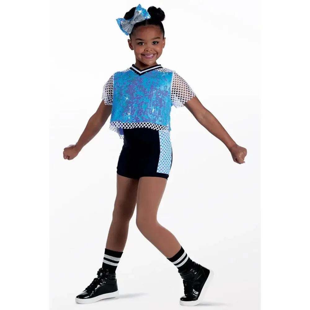 Pre-Owned Dance Costume Weissman 14190 Intermediate Child Blue Jazz